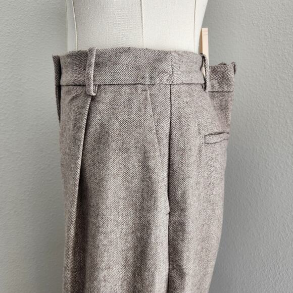 Banana Republic High Rise Straight Leg Beige Herringbone Wool Blend Trouser Pant - Picture 6 of 14